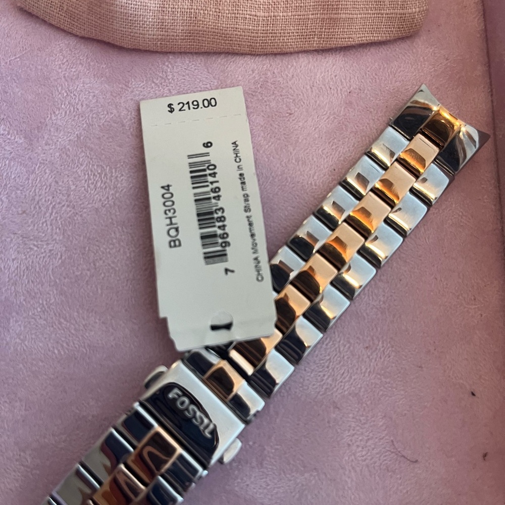Fossil Silver and Gold 22mm Three-Row Stainless Steel Bracelet - Picture 3 of 6